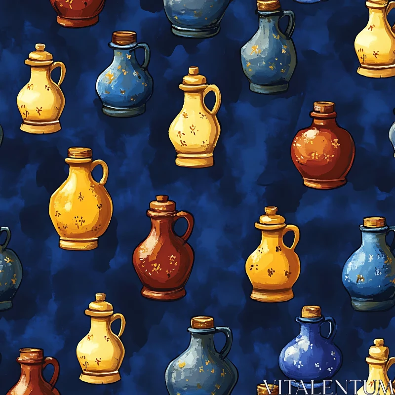 AI ART Antique Jugs Repeat Pattern Art