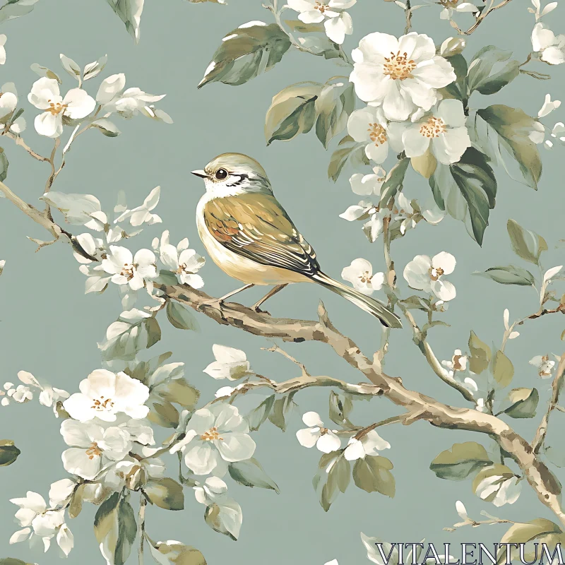 Spring Blossom Bird Artwork AI Image