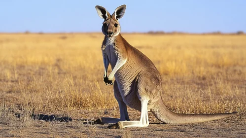Wild Kangaroo in Golden Savannah