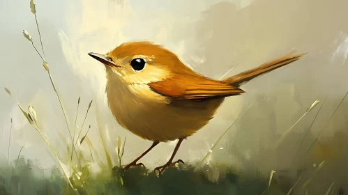 Artistic Bird Illustration in Soft Colors