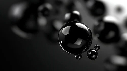 Abstract Black Spheres Composition