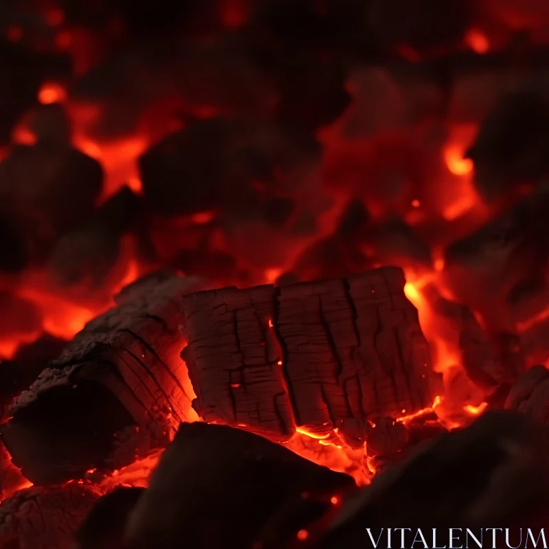 Radiant Heat of Smoldering Charcoal Pieces AI Image