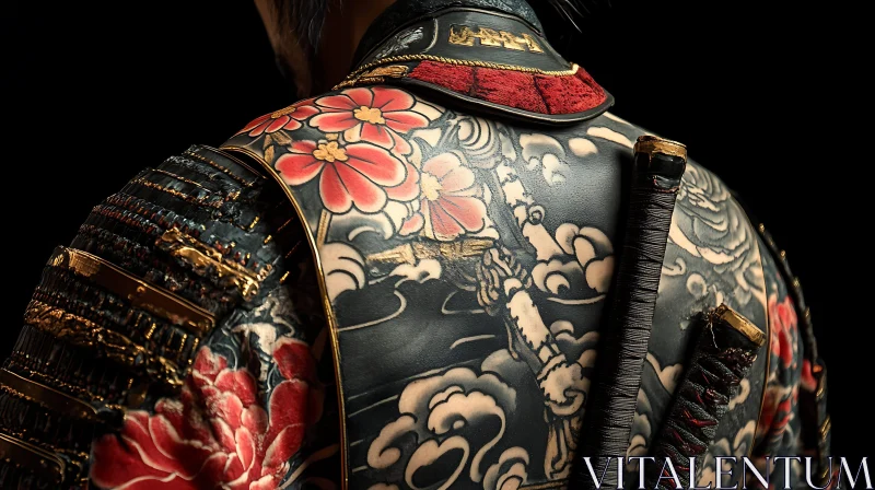 Warrior's Tattooed Back: Samurai Armor AI Image