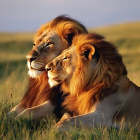 Two Lions Together