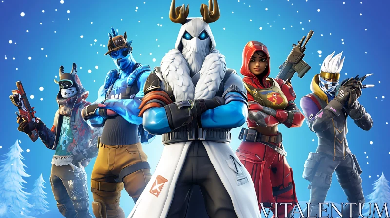 AI ART Fortnite Characters Winter Scene