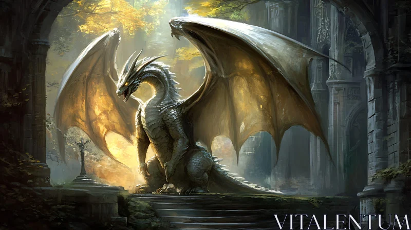 AI ART Ancient Dragon in Stone Sanctuary