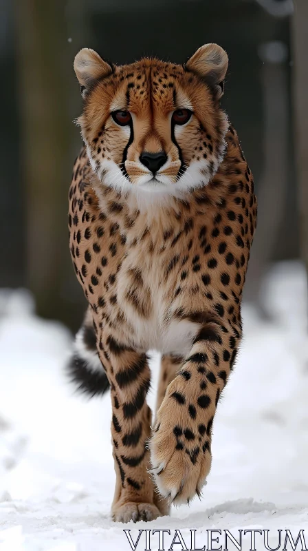 Cheetah in the Snow AI Image