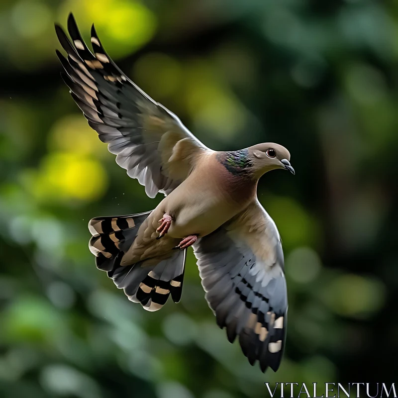 Dove Flying in Greenery AI Image