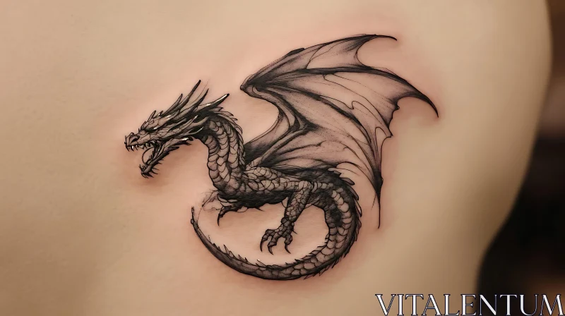 Detailed Dragon Tattoo Illustration AI Image