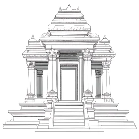 Monochrome Temple Illustration