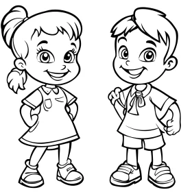 Cartoon School Kids Ready for Education