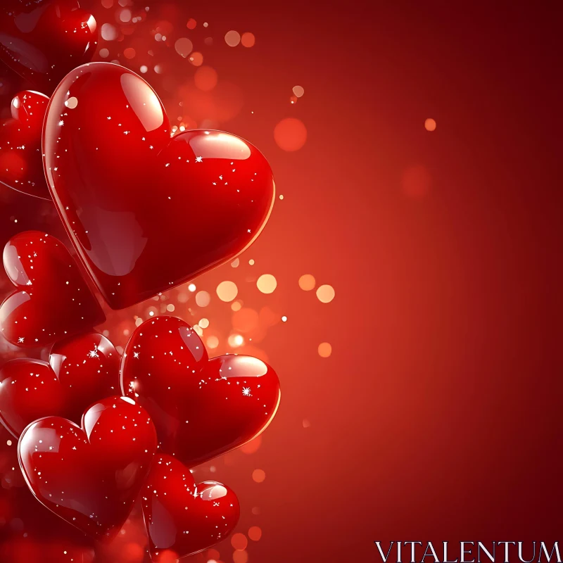 Floating Red Hearts on Valentine's Day AI Image