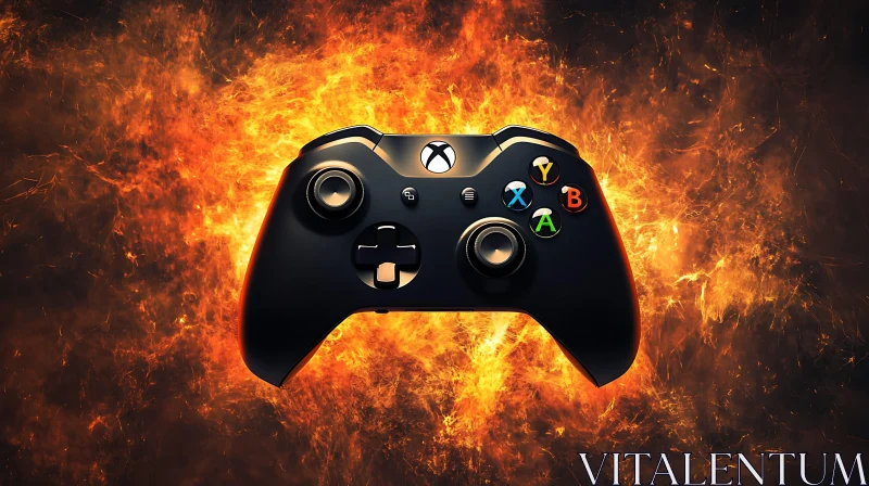 AI ART Gaming Controller in Flames