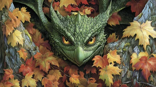 Dragon's Gaze Amidst the Fall Foliage