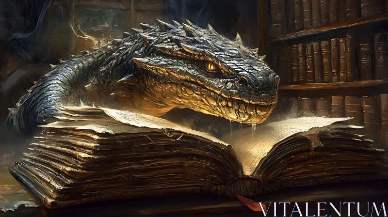 AI ART Fantasy Dragon with Book