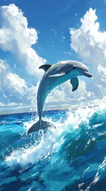 Dolphin Leaping in Bright Blue Ocean