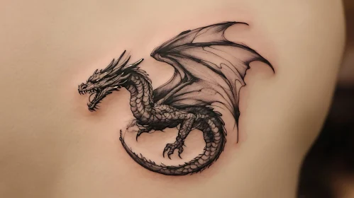 Detailed Dragon Tattoo Illustration