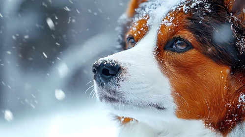 Snow-Covered Dog Close-Up