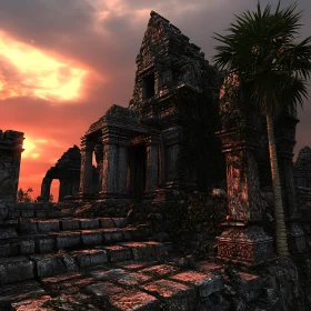 Sunset Over Ancient Temple Ruins