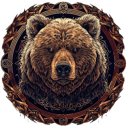 Detailed Bear Portrait Encircled by Celtic Knots POD Design