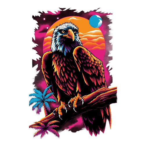 POD Design Eagle Perched Sunset Illustration T-Shirt Design