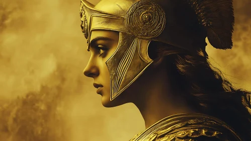 Profile of Woman in Golden Armor