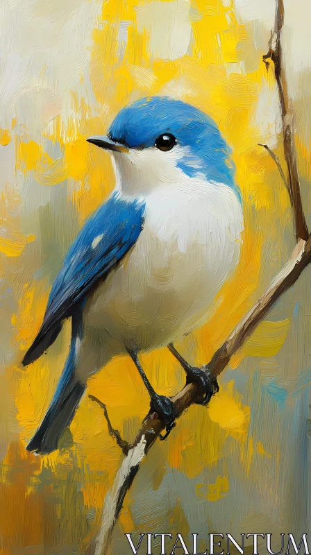 Bluebird on Branch Art AI Image