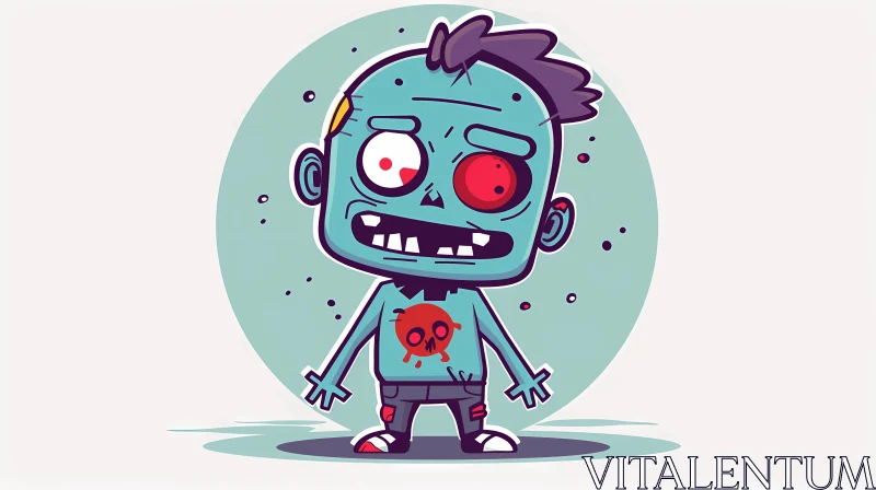 Funny Zombie Cartoon Illustration AI Image