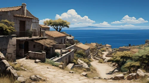 Mediterranean-Inspired Anime Art Village by the Ocean