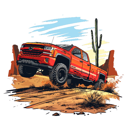 POD Design Red Chevrolet Pickup Truck Adventure in Desert