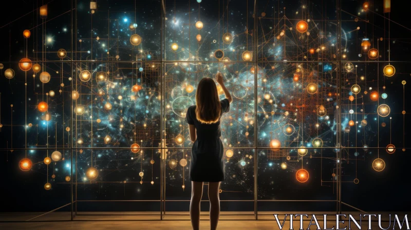 Stunning Artwork: A Young Woman Enthralled by a Spacecraft Concept AI Image