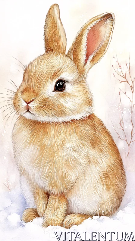 AI ART Charming Fluffy Rabbit in Winter Scene