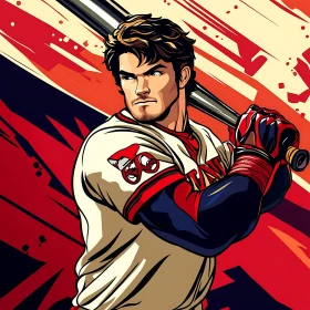 Baseball Player with Bat Graphic Art