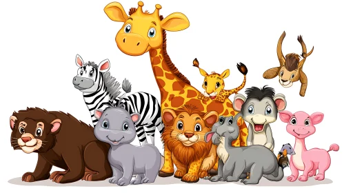 Playful Cartoon Animals in the Jungle