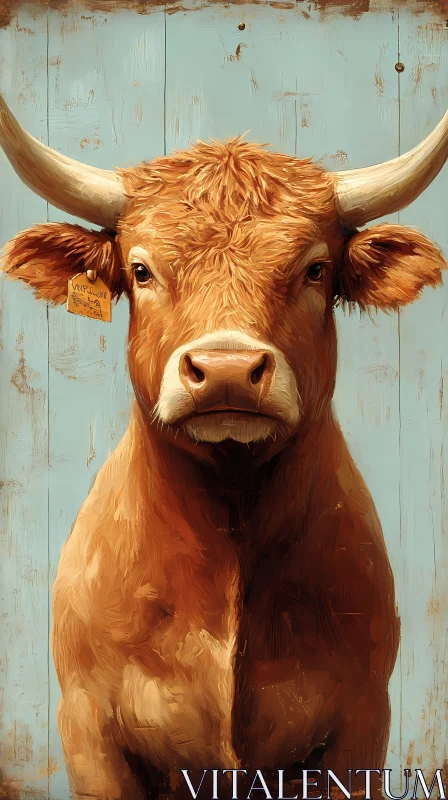 AI ART Auburn Cow Against Rustic Background