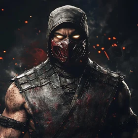 Fierce Masked Warrior in Dark Armor