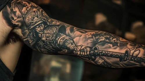 Detailed Samurai Tattoo Sleeve Design