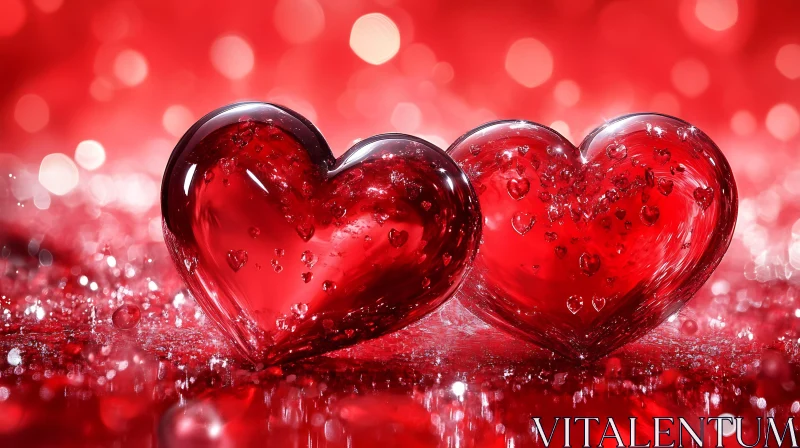 Red Hearts with Bokeh Background AI Image