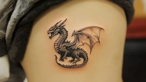 Detailed Dragon Tattoo Illustration