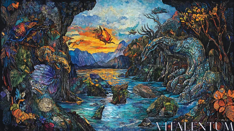 AI ART Scenic Mountain River Artwork