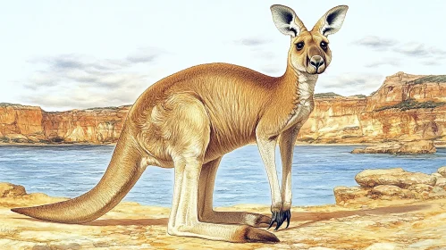 Kangaroo in a Scenic Landscape