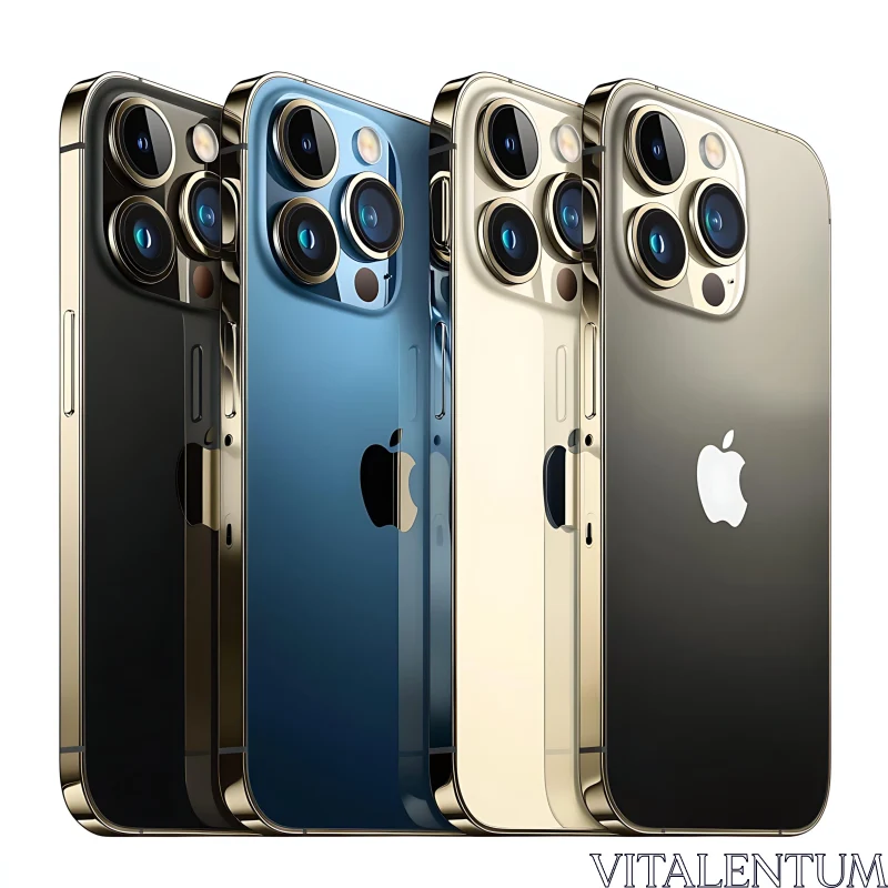 Modern Smartphones with Triple Camera Setup AI Image