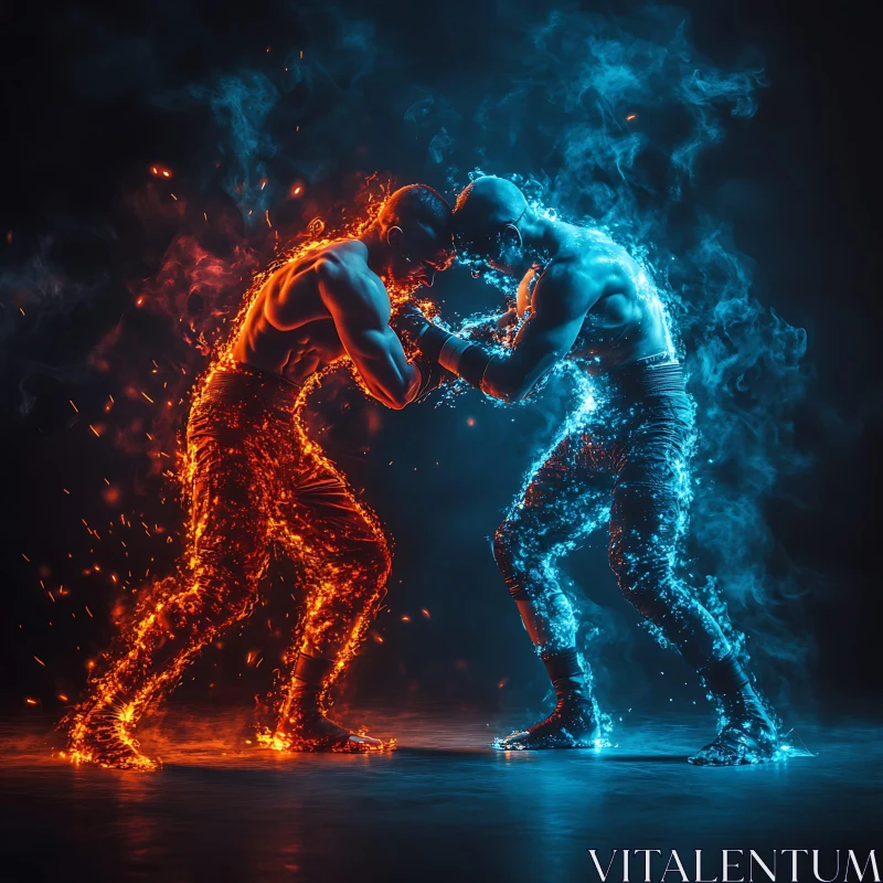 AI ART Clash of Elements: Boxing Art