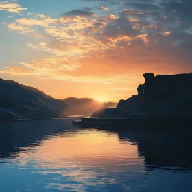 Sunset Reflections on Mountain Lake