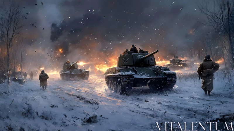 Winter Battlefield: Tanks and Soldiers AI Image