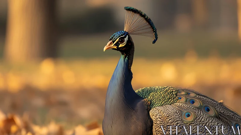 Majestic Peacock in Golden Light AI Image