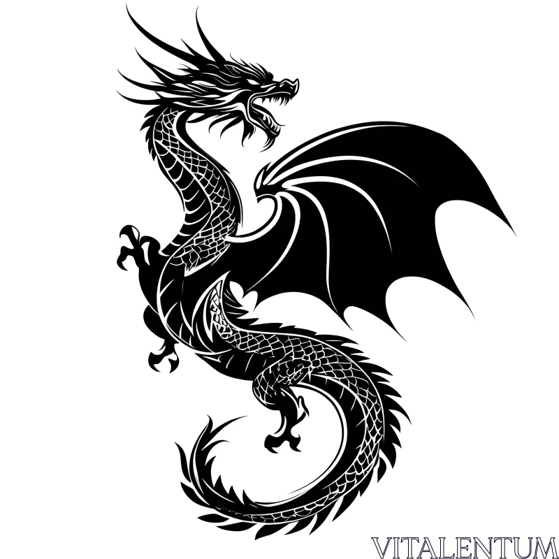 AI ART Mythical Dragon with Wings Clipart