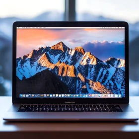 Mountain Sunset on Laptop Screen