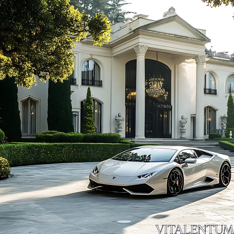 AI ART Opulent Mansion with Prestigious Supercar