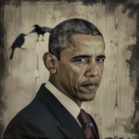 Artistic Rendering of Barack Obama with Crows